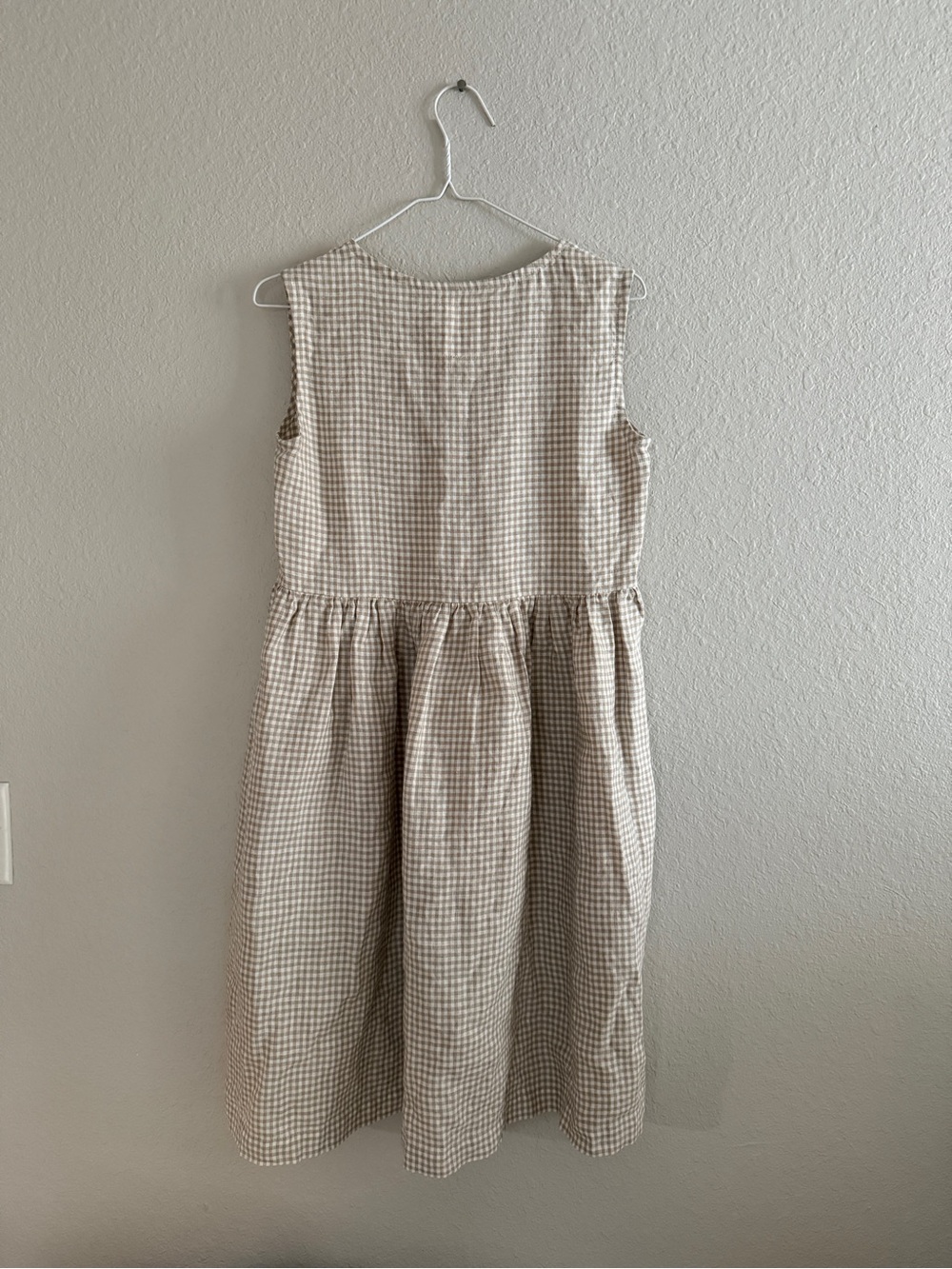 Not Perfect Linen Natural Gingham Dress - Picture 4 of 4